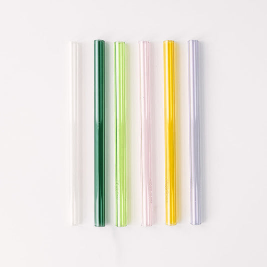 Wide 8" Glass Straw Set - Meadow