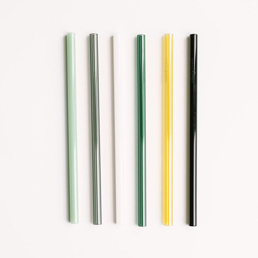 Classic 8 inch Glass Straw Set in Fjord Mist