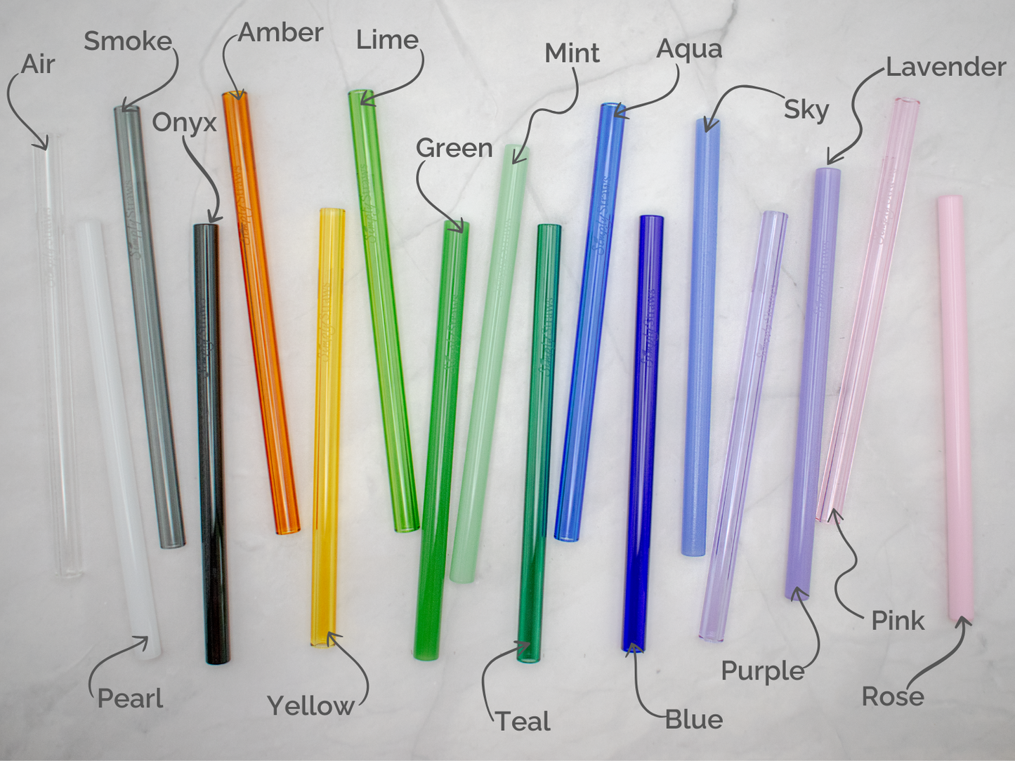Wide 8" Glass Straw Set - Air