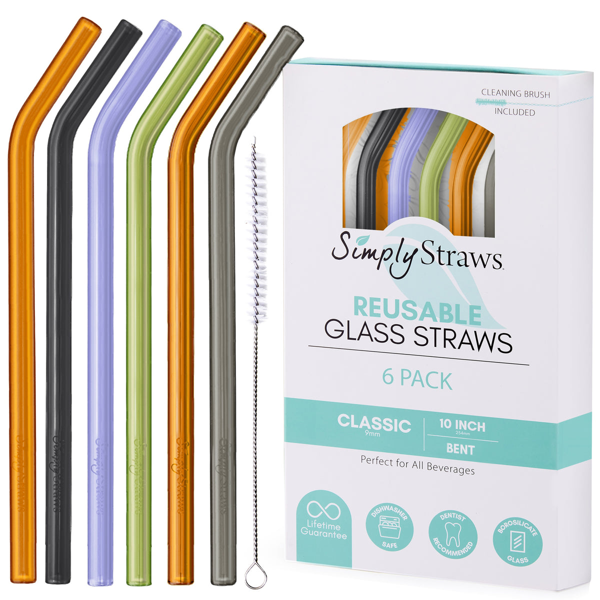 Classic 10" Glass Straw Set - Spooky Bent