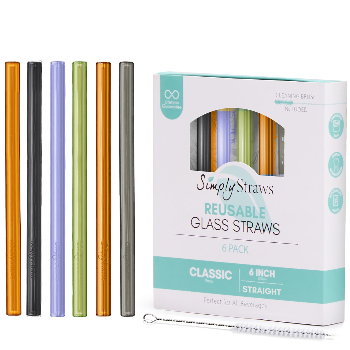 Classic 6" Glass Straw Set - Spooky Straight