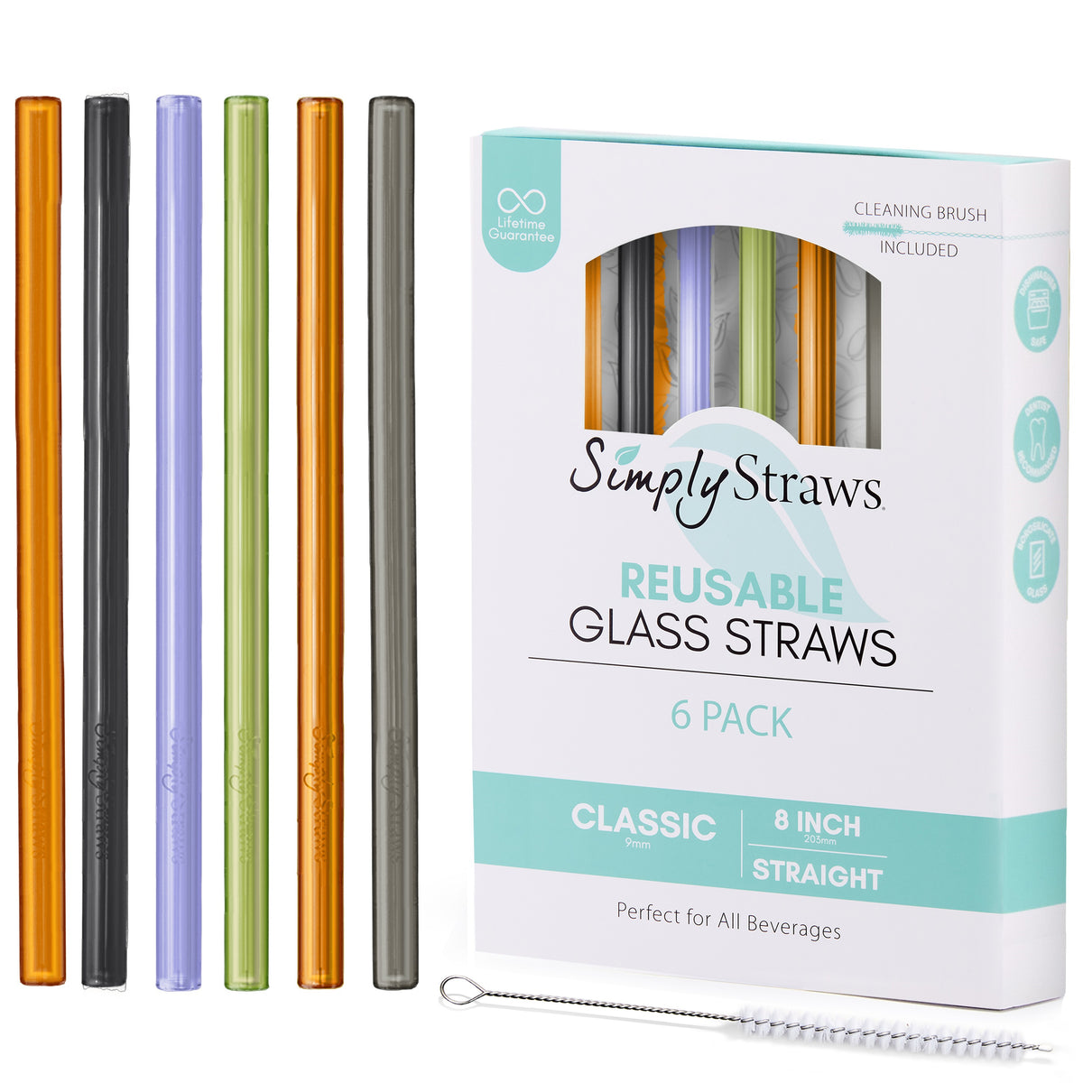 Classic 8" Glass Straw Set - Spooky Straight