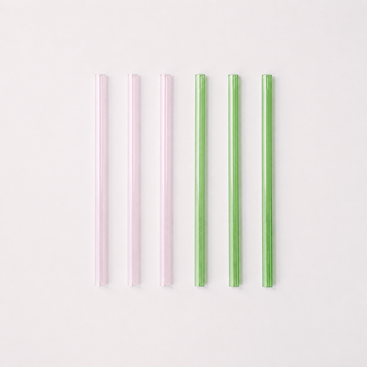 Wide 10" Glass Straw Set - Palm Beach