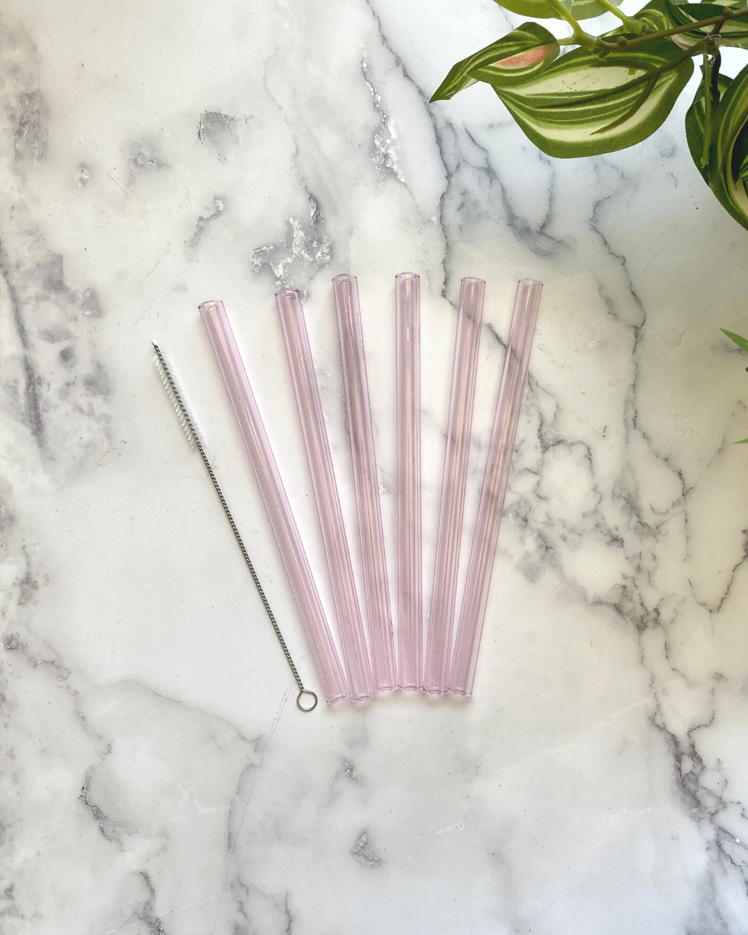 WIDE SIX PACK OF STRAWS All Pink 8"