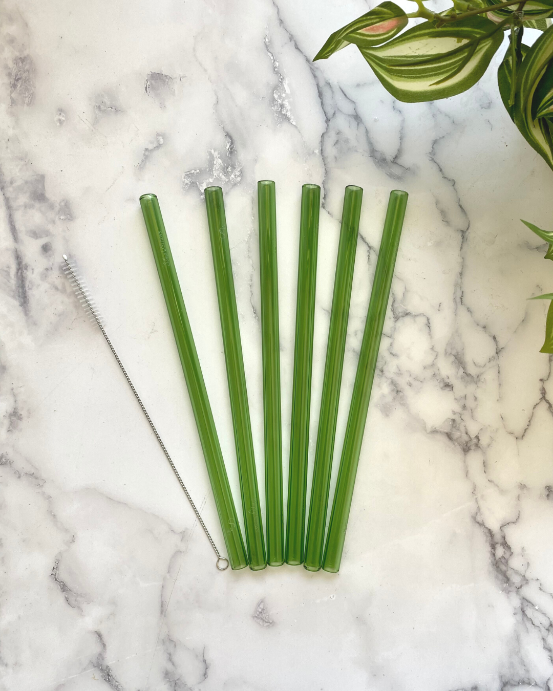 WIDE SIX PACK OF STRAWS All Green 10"