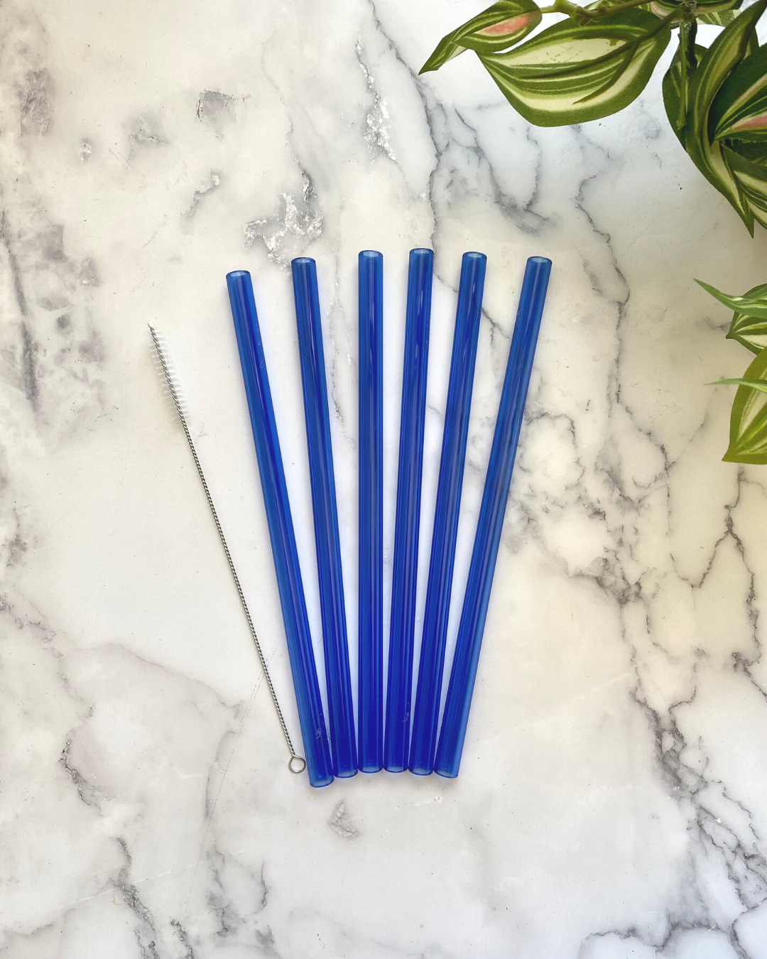 WIDE SIX PACK OF STRAWS All Blue 10"