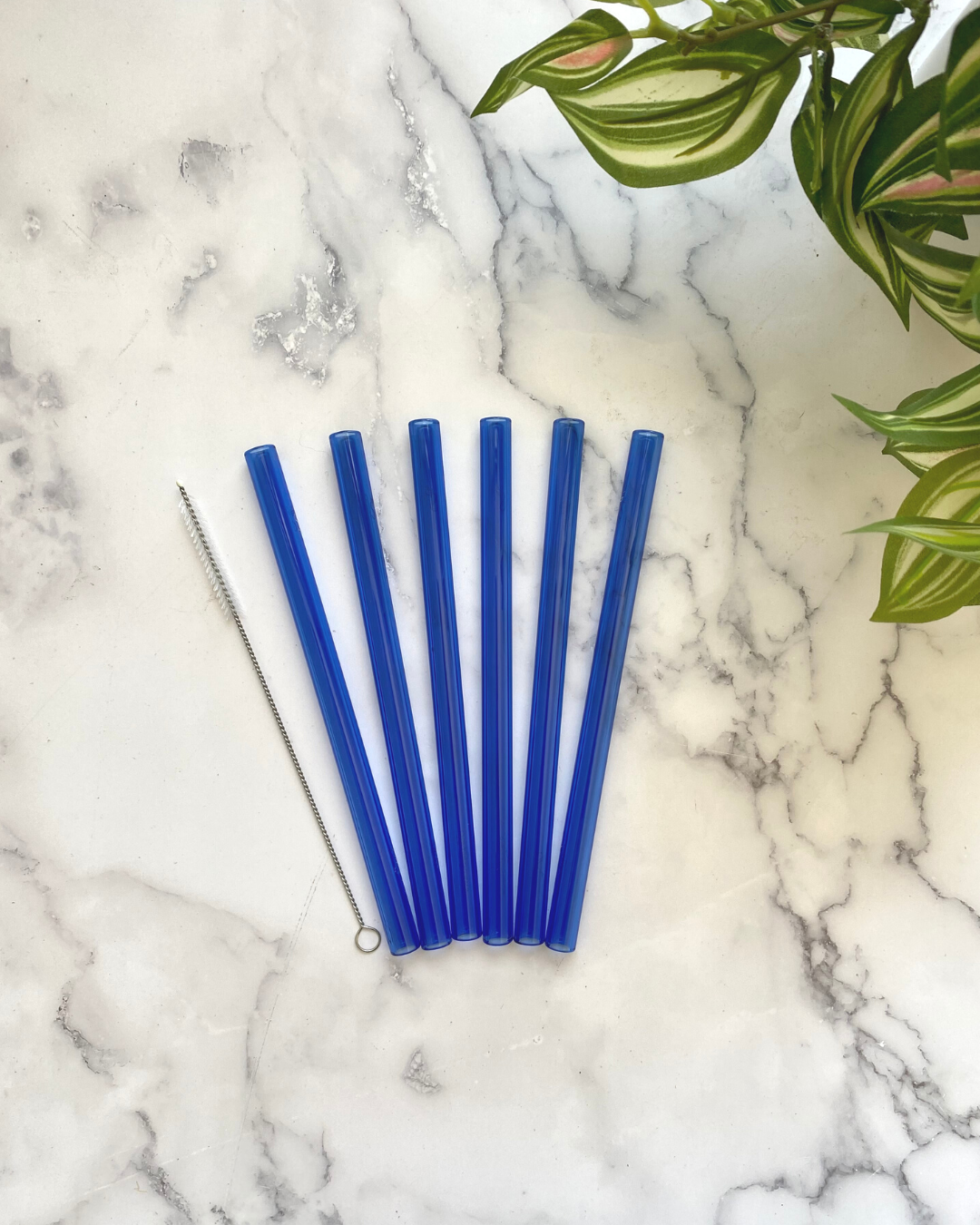 WIDE SIX PACK OF STRAWS All Blue 8"