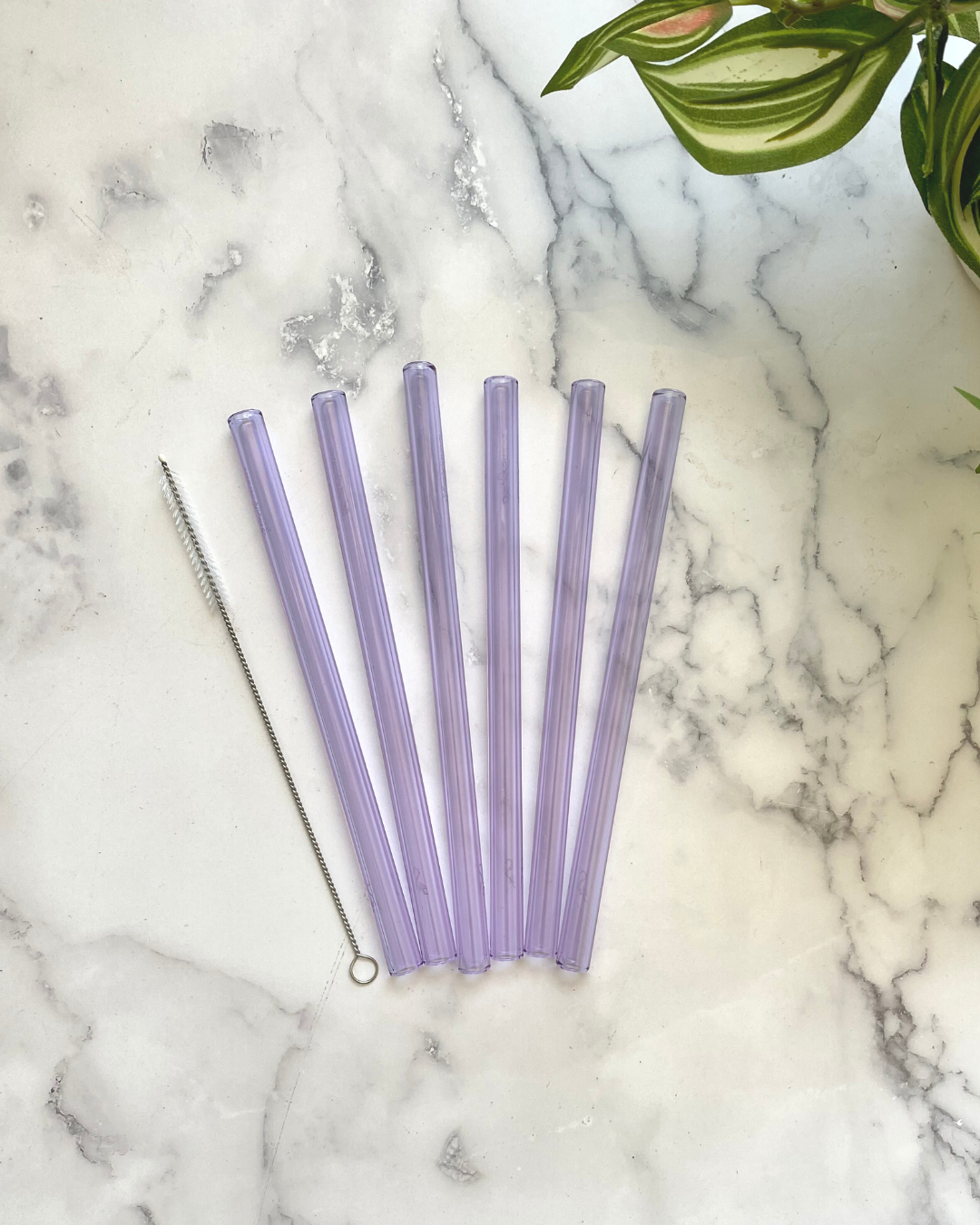 WIDE SIX PACK OF STRAWS All Amethyst 8"