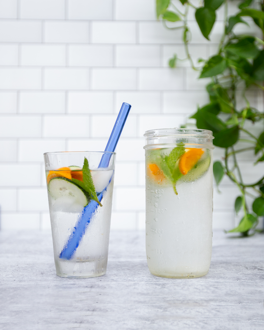 Single Wide Glass Straw Blue 8"