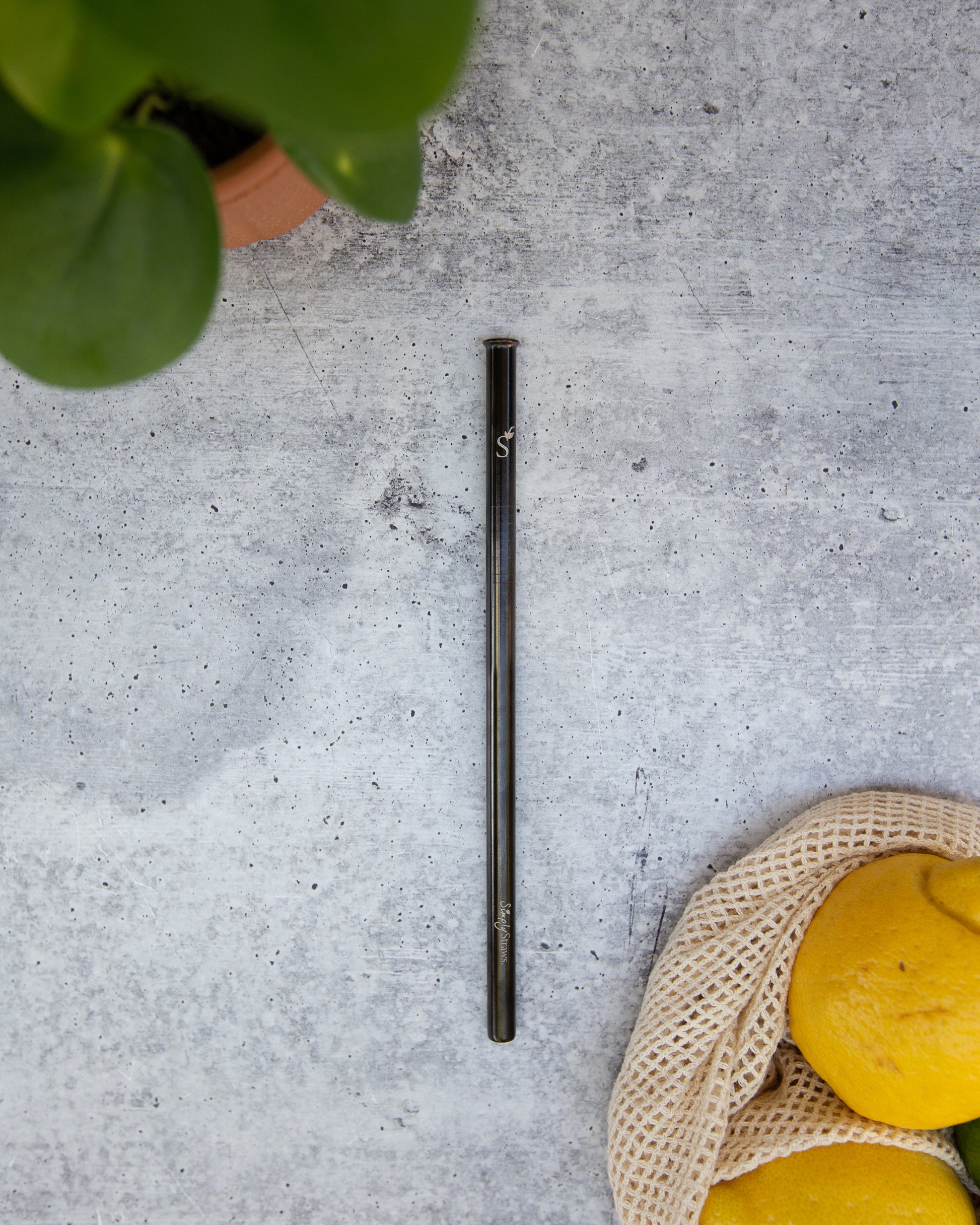 Reusable Stainless Steel Straw – Single Stainless Black 8.5" Straight