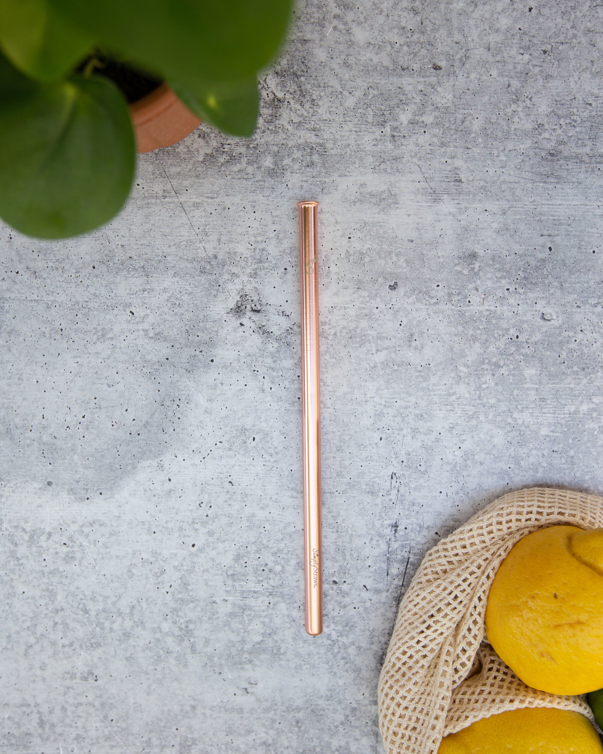Reusable Stainless Steel Straw – Single Stainless Rose Gold 8.5" Straight